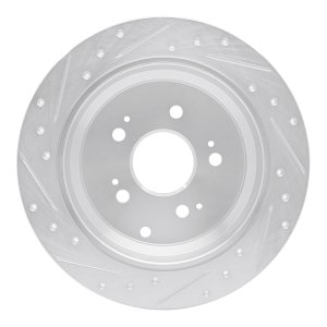 Honda Odyssey Brake Rotor (1) - Rear Right - R1 Concepts - Drilled & Slotted - Silver - `05-`10